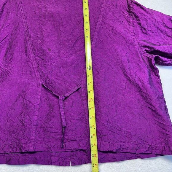Eleven Stitch Design Silk Button Up Lightweight Jacket Size S Purple Lagenlook - Picture 12 of 13